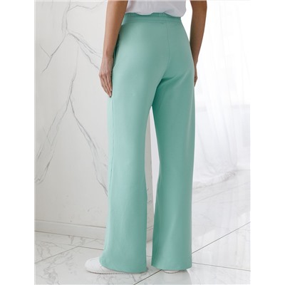 Прямые трикотажные брюки на резинке из футера двухнитки эластичные