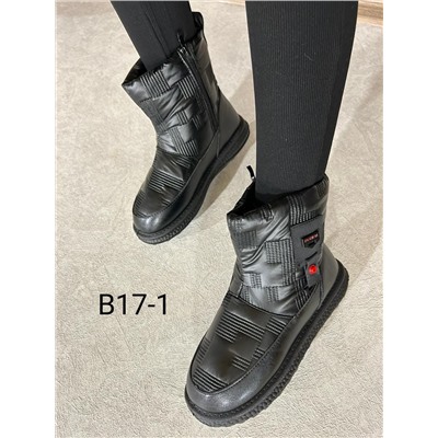 LD-750 Fashion T-B17-1-МП/Z Полусапожки женские чер нейлон+иск кожа, подклад иск мех