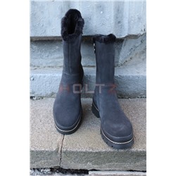 Женские зимние  серые полусапоги 3 четверти F9727-110XMX