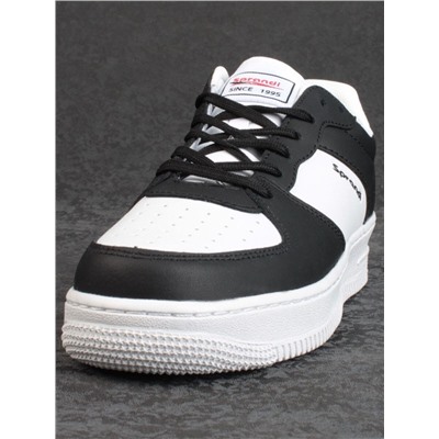 05-P112-4 BLACK/WHITE Кроссовки женские (искусственная кожа)