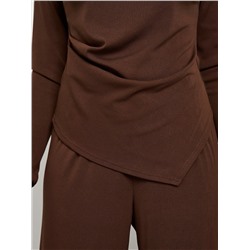 Лонгслив трикотажный шоколадного цвета