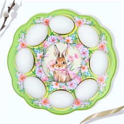 Пасхальная подставка на 8 яиц и кулич «Счастья в доме!» на пасху, 24×25 см