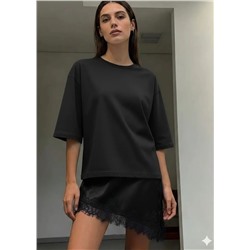 Футболка с кружевом OVER SIZE (хлопок)
