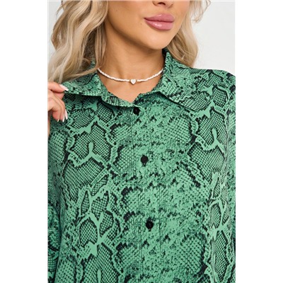 Рубашка зелёная со змеиным принтом