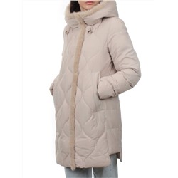 310 BEIGE Пальто зимнее стеганое женское (200 гр. холлофайбер, натуральная норка)