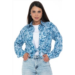 Рубашка голубая с принтом