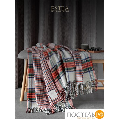 ESTIA ВИЛЬЯМ Плед бел/красн/зел 150х200/10х2 см, 1 пр