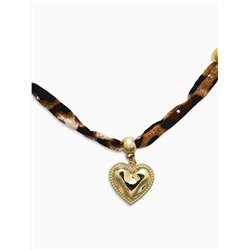 Колье «Леопард. Сердечко», 40 см, коричневый в золоте