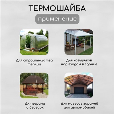 Термошайба мини из поликарбоната, d=30 мм, УФ-защита, прозрачная, набор 50 шт.