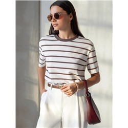 Свободная футболка в полоску из премиального хлопка с эластаном