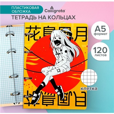 Тетрадь на кольцах А5 120 листов в клетку Calligrata «АнимеArt», пластиковая обложка, блок офсет