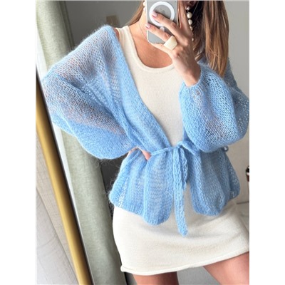 Кардиган вязаный паутинка, Голубой