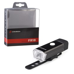Фонарь передний COMIRON "FR18" корпус: алюминий +ABS свет CREE XPG LED 350m; аккум: 3.7V 2000 mAh USB влагозащищённый, индикация заряда /уп 60/120/