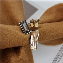 Кольцо разъемное с камнями ювелирная бижутерия, покрытие посеребрение, вставка: фианиты, цвет: желтый, серый, Уценка, арт.08.5015 (219.299 )