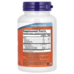 NOW Foods, рыбий жир с омега-3, 1000 мг, 180 ЭПК, 120 ДГК, 100 капсул