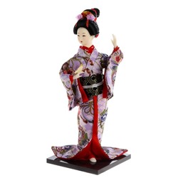 Кукла коллекционная «Японка в цветочном кимоно с бабочкой на руке», 30×12.5×12.5 см