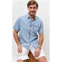 Рубашка мужская джинсовая с коротким рукавом F311-1240 голубая
