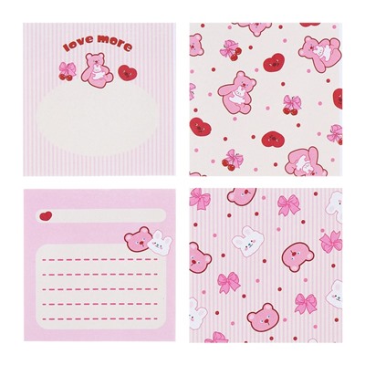 Блок с липким краем «Мишки», 74×74 мм, 90 листов, МИКС