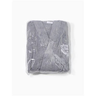 Халат махровый мужской «Этель. Лучший папа», размер 52-54, серый