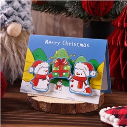Новогодняя открытка "Снеговики" 3D