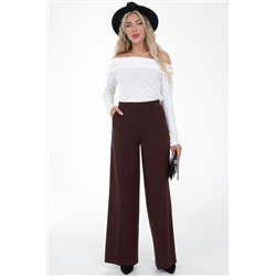 Брюки-палаццо шоколадного цвета с карманами