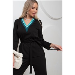 Костюм трикотажный чёрный с брюками Маргарет №1