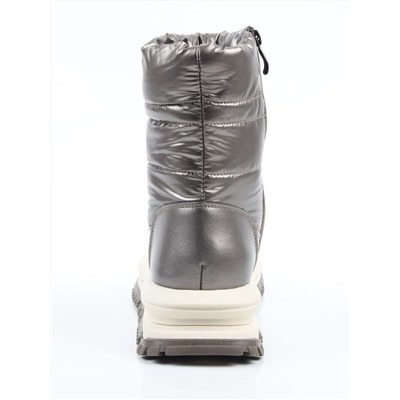 02-WA010-2M GRAY/BRONZE Сапоги "Дутики" зимние женские (натуральная кожа, курточная ткань, 100% шерсть)