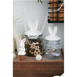 Банка для сыпучих Доляна «Зайка в золотом», 230 мл, с керамической крышкой, стекло, прозрачная