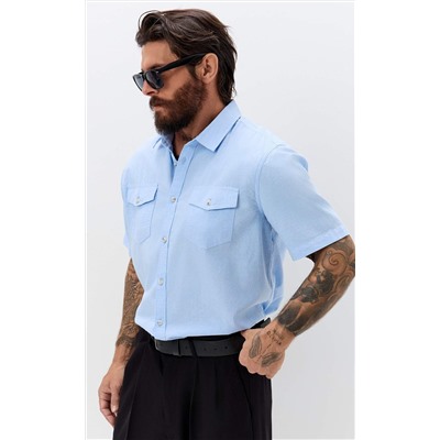 Рубашка к/р лен F611-0482 pale blue