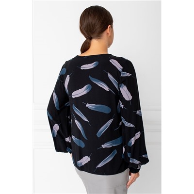 Блузка ТБ-93 перья на черном
