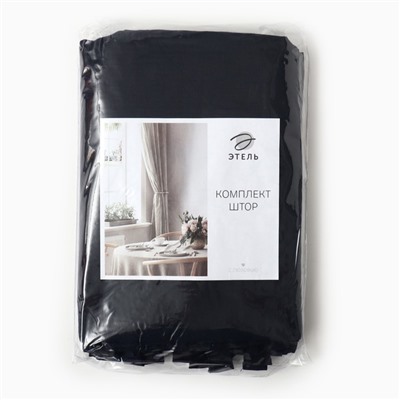 Комплект штор для кухни с завязками «Этель» Linen collection, 145×180 см-2 шт., 100% лён, 170 г/м²