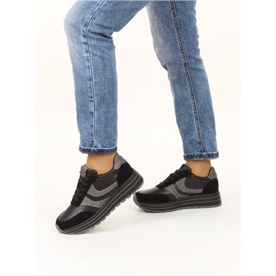 03-A1003-4 BLACK Кроссовки женские (натуральная кожа, натуральная замша)