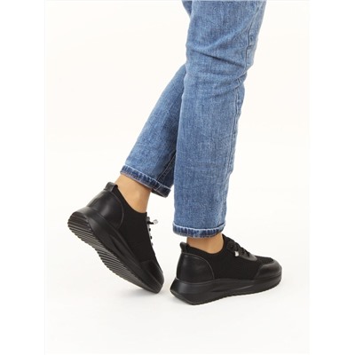 03-A629-1 BLACK Кроссовки-носки "Снокеры" женские (натуральная кожа, текстиль)