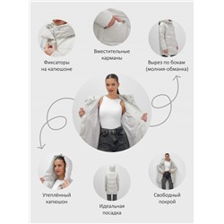 Куртка женская демисезонная с капюшоном серого цвета 1139Sr