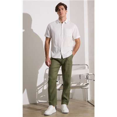 Брюки лен P411-0866 green
