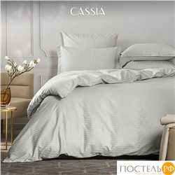 CASSIA ЛЮКС Страйп Сатин с-сер КПБ 145х215-1/200х220-1/50х70-2/70х70-2, 6 пр., хл/сатин