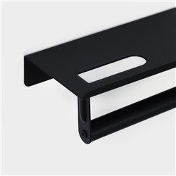 Держатель для туалетной бумаги с полочкой, 18×9.7×7.5 см, чёрный