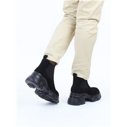 01-H23B-40B BLACK Ботинки демисезонные женские (натуральная замша, байка)