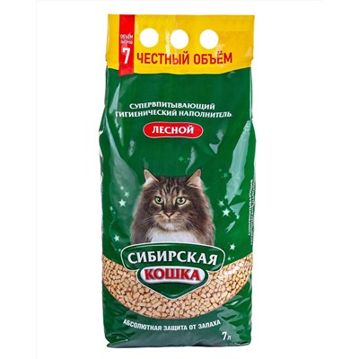 Наполнитель Сибирская Кошка ЛЕСНОЙ 7л древ гранулы