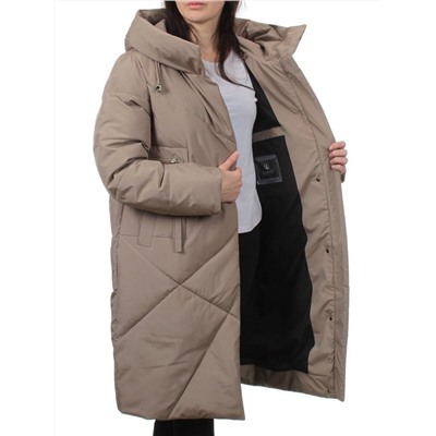 8825 DK. BEIGE Пальто зимнее женское (200 гр. холлофайбер)