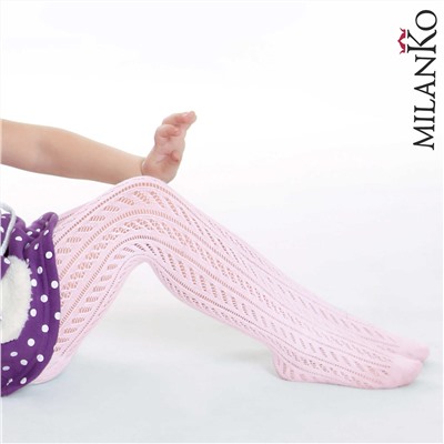Детские ажурные колготки из хлопка ЦВЕТНЫЕ (Узор 1) MilanKo IN-015