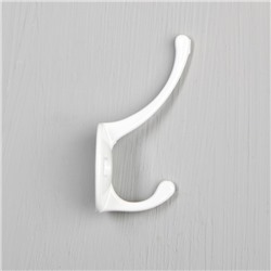 Крючок мебельный ТУНДРА TKd=002 LIGHT, двухрожковый, белый, 4 шт. TMP