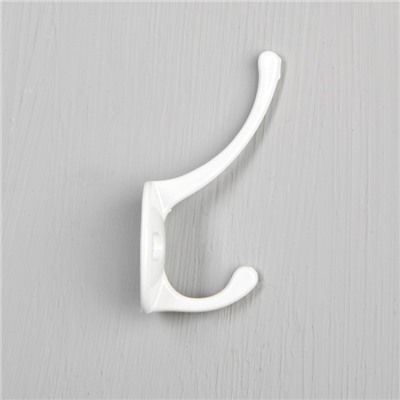 Крючок мебельный ТУНДРА TKd=002 LIGHT, двухрожковый, белый, 4 шт. TMP