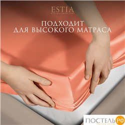 Estia ОРНЕЛЛА оранж Простыня на резинке 160х200+30, 1пр.,тенсель