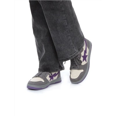 05-717-13 DARKGRAY/PURPLE Кроссовки женские (натуральная замша, натуральная кожа)