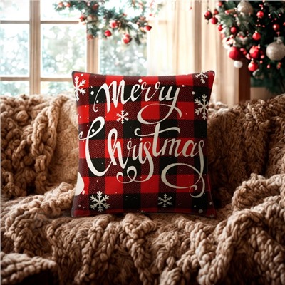 Наволочка декоративная новогодняя «Этель» Christmas, 43×43 см, велюр