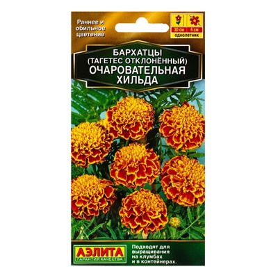 Семена цветов Бархатцы Очаровательная Хильда отклоненные  Золотая серия, Ц/П,0,3 г