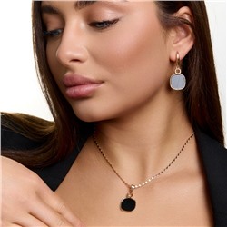 Комплект ювелирной бижутерии коллекция "Дубай" серьги и кулон, покрытие позолота, вставка: пластик, цвет: черный, арт.414.751