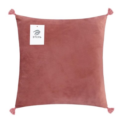 Наволочка декоративная с кисточками «Этель», 45×45 см, велюр, розовая