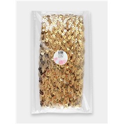 Тесьма декоративная с пайетками, 15 мм, 9.1±0.5 м, цвет золотой